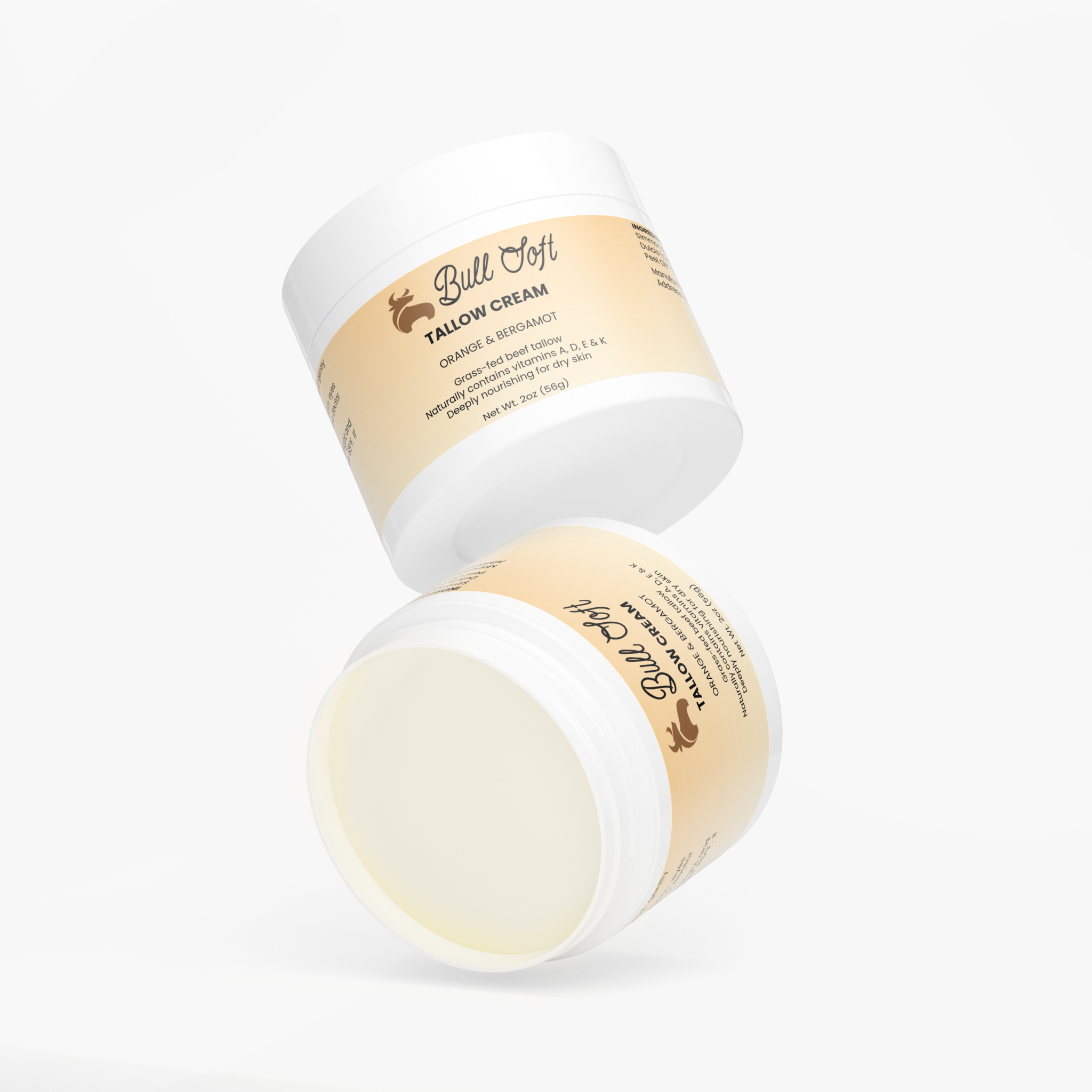 Two jars of High Noon beef tallow cream, one tilted to show the label