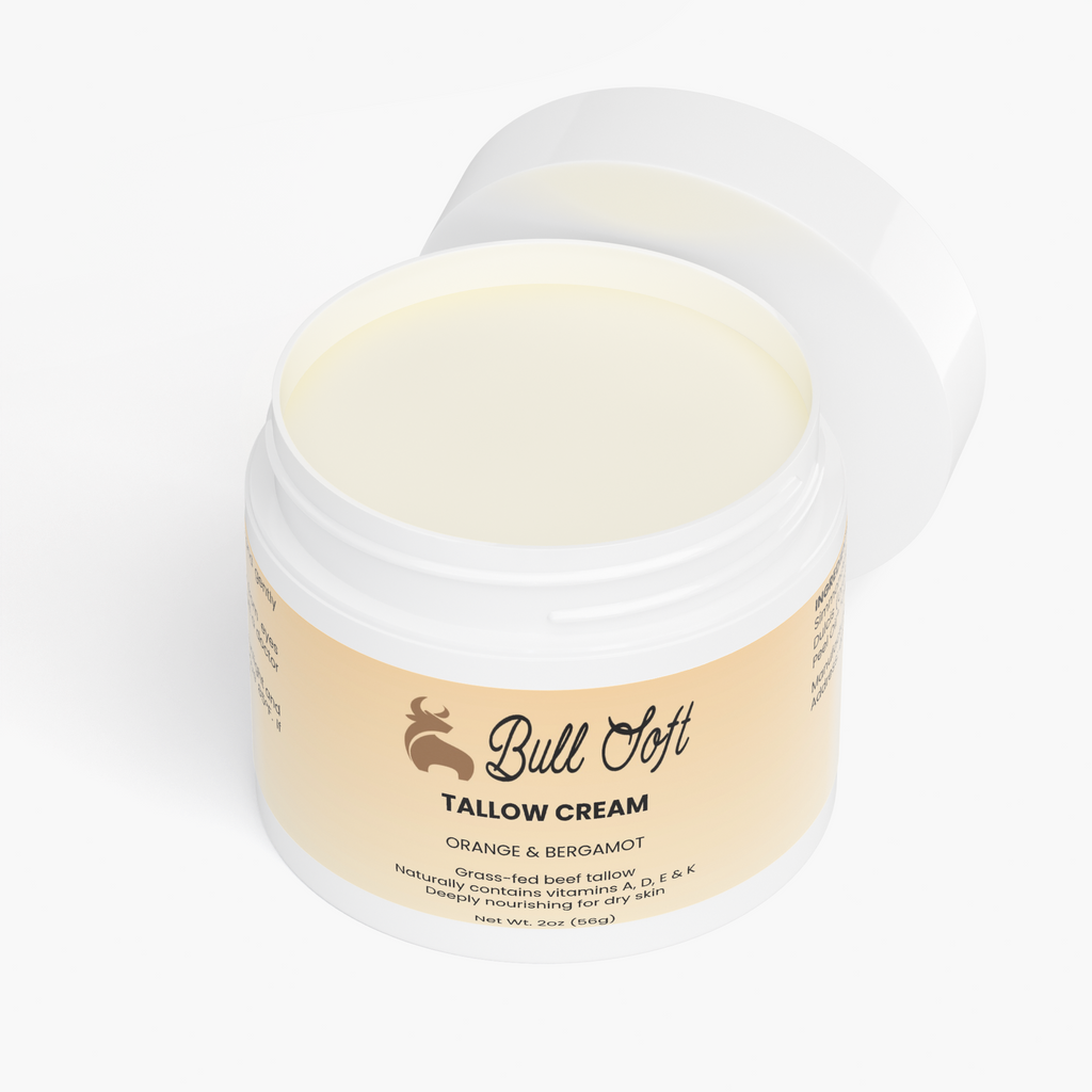 High Noon beef tallow cream jar open, showing the whipped cream inside