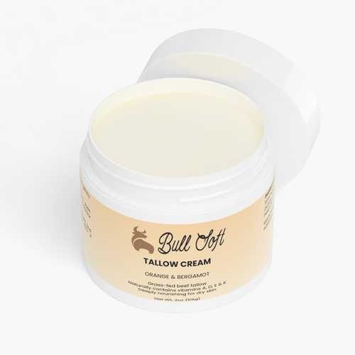 High Noon beef tallow cream jar open, showing the whipped cream inside