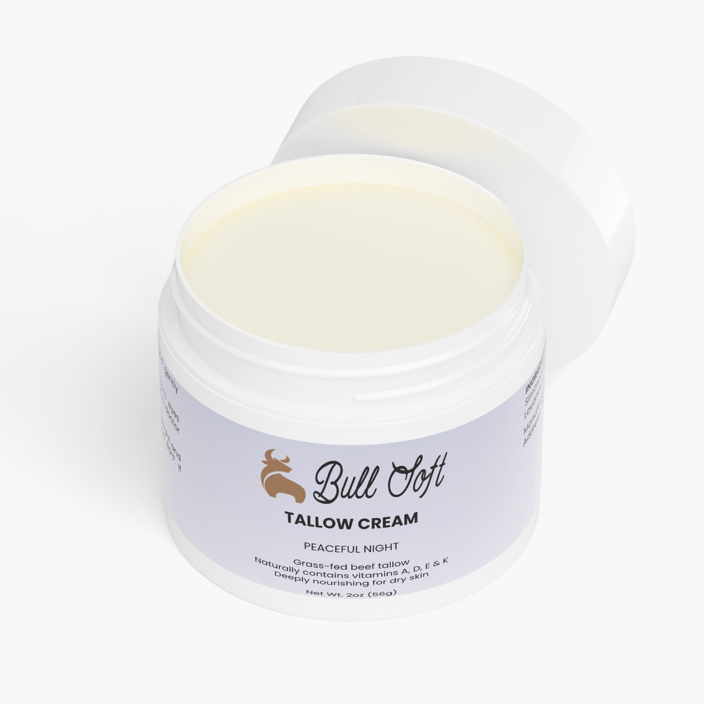 Nightwatch beef tallow cream jar open, showing the whipped cream inside