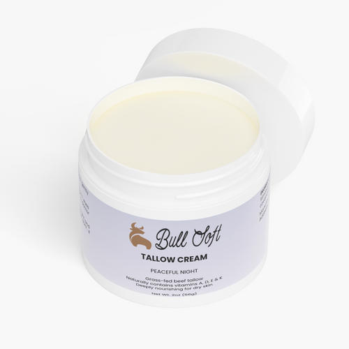 Nightwatch beef tallow cream jar open, showing the whipped cream inside