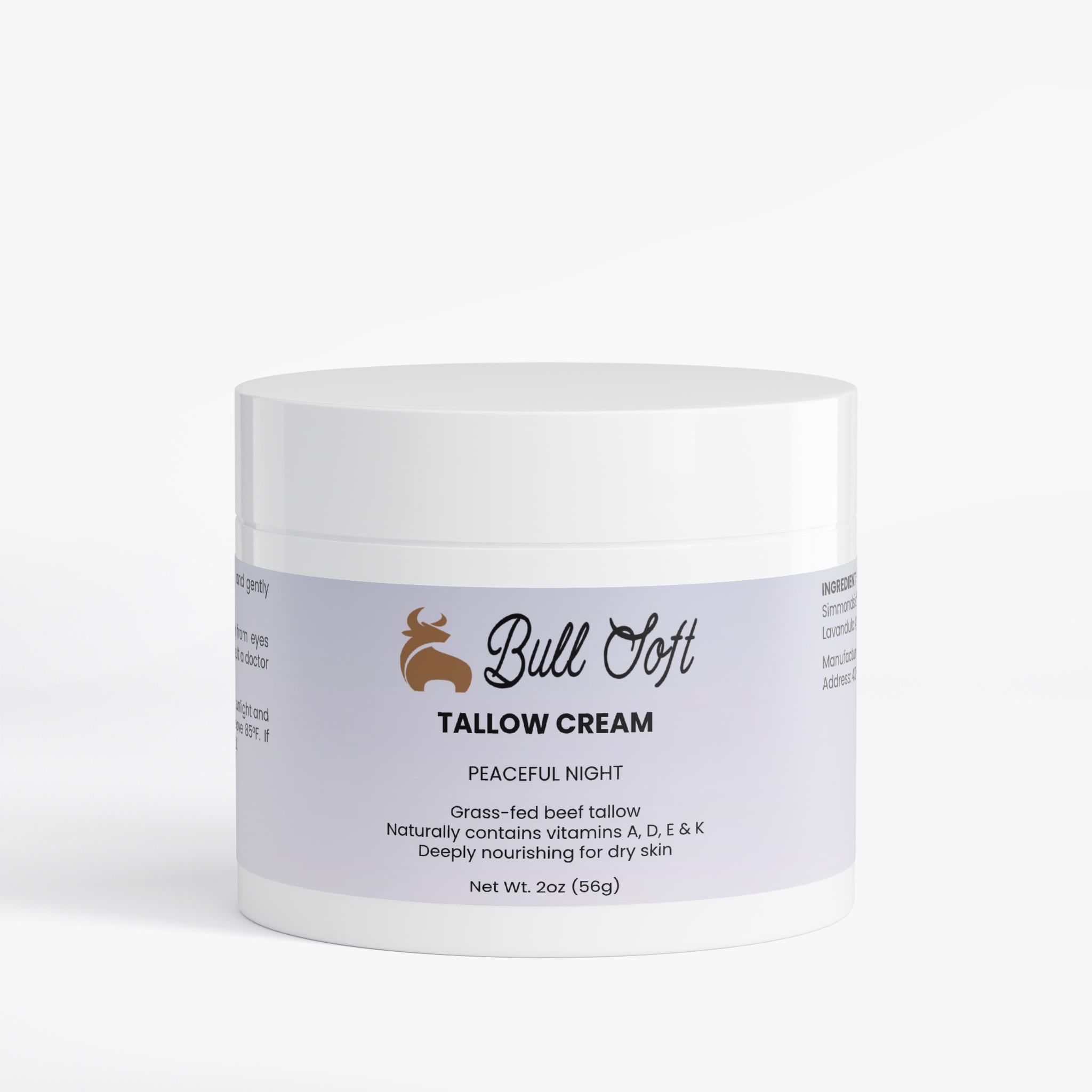 Nightwatch grass-fed beef tallow cream, Siberian fir and lavender, 2 oz jar closed
