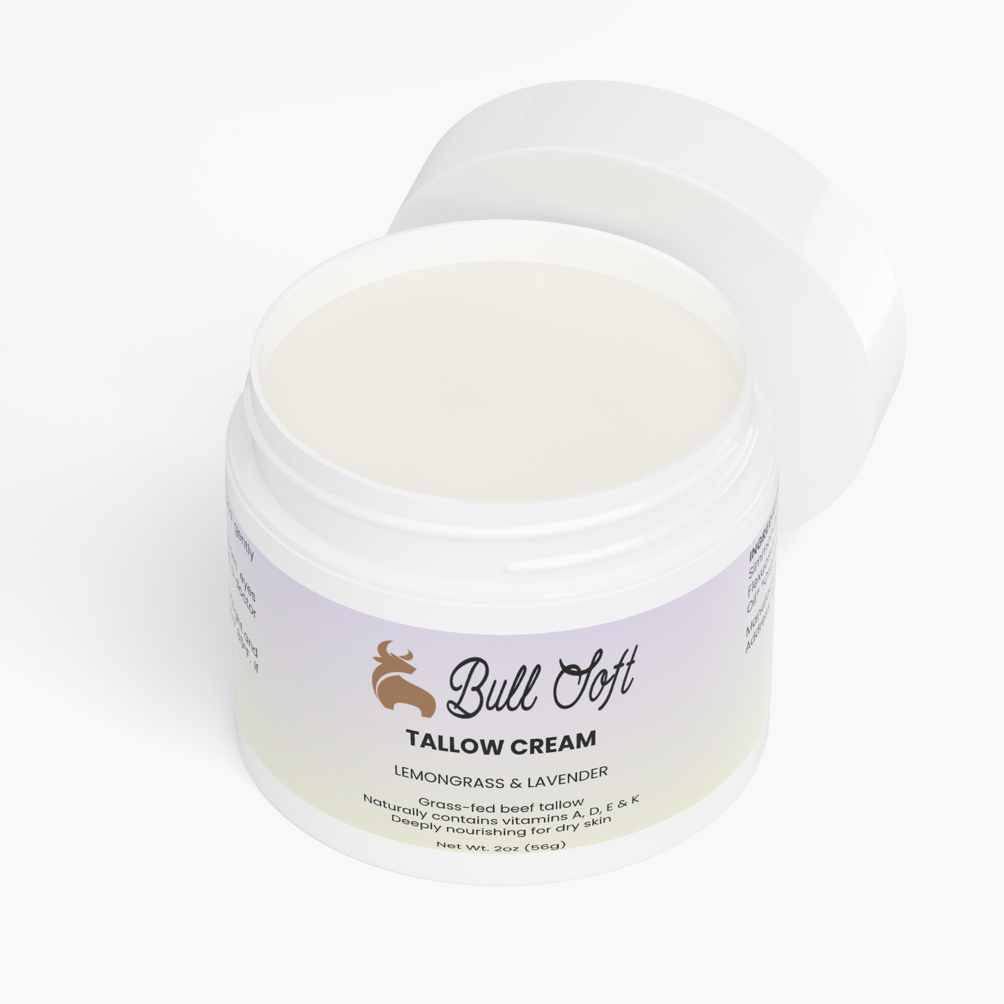 Daybreak beef tallow cream jar open, showing the whipped cream inside